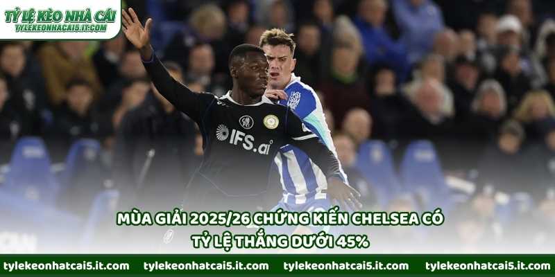 Mùa giải 2025/26 chứng kiến Chelsea có tỷ lệ thắng dưới 45%